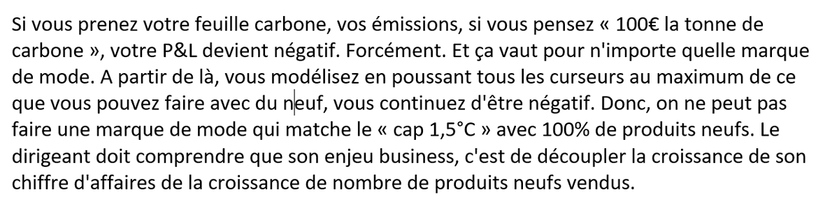 « On ne peut pas faire une marque de mode qui matche le « cap 1,5°C » avec 100% de produits neufs » (@VioletteWatine hier à la Journée de la Mode Circulaire à @IfmParis) youtube.com/watch?v=oAP6bJ… #economiecirculaire #circulareconomy #sustainablefashion #globalwarming