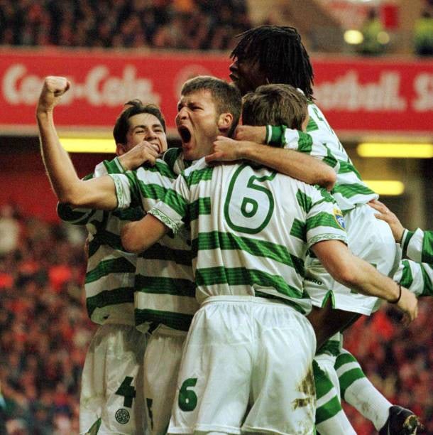 Marc Reiper celebrates his goal during the 3-0 victory over Dundee United in the Coca-Cola Cup Final in 1997 💚