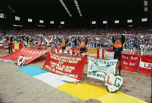 Liverpool supporters trackside at Celtic Park , their clubs first game of football following the Hillsborough disaster. One of the most emotionally charged matches I've been to , there were fans of many clubs in attendance that day .