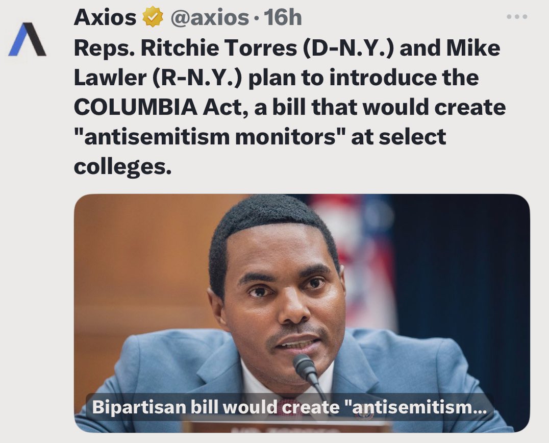 Some of my colleagues are introducing legislation to create federally sanctioned 'antisemitism monitors' at colleges. I’ll vote No. Policing speech, religion, and assembly is not the role of the federal government. In fact it’s expressly prohibited by the U.S. Constitution.