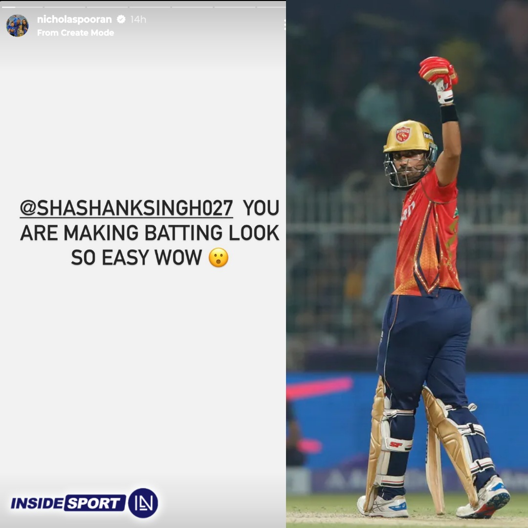 Nicholas Pooran hails Shashank Singh for his brilliant knock against KKR at Eden Gardens 🔥

📸: Nicholas Pooran/ Instagram

#NicholasPooran #ShashankSingh #IPL2024 #KKRvPBKS #CricketTwitter