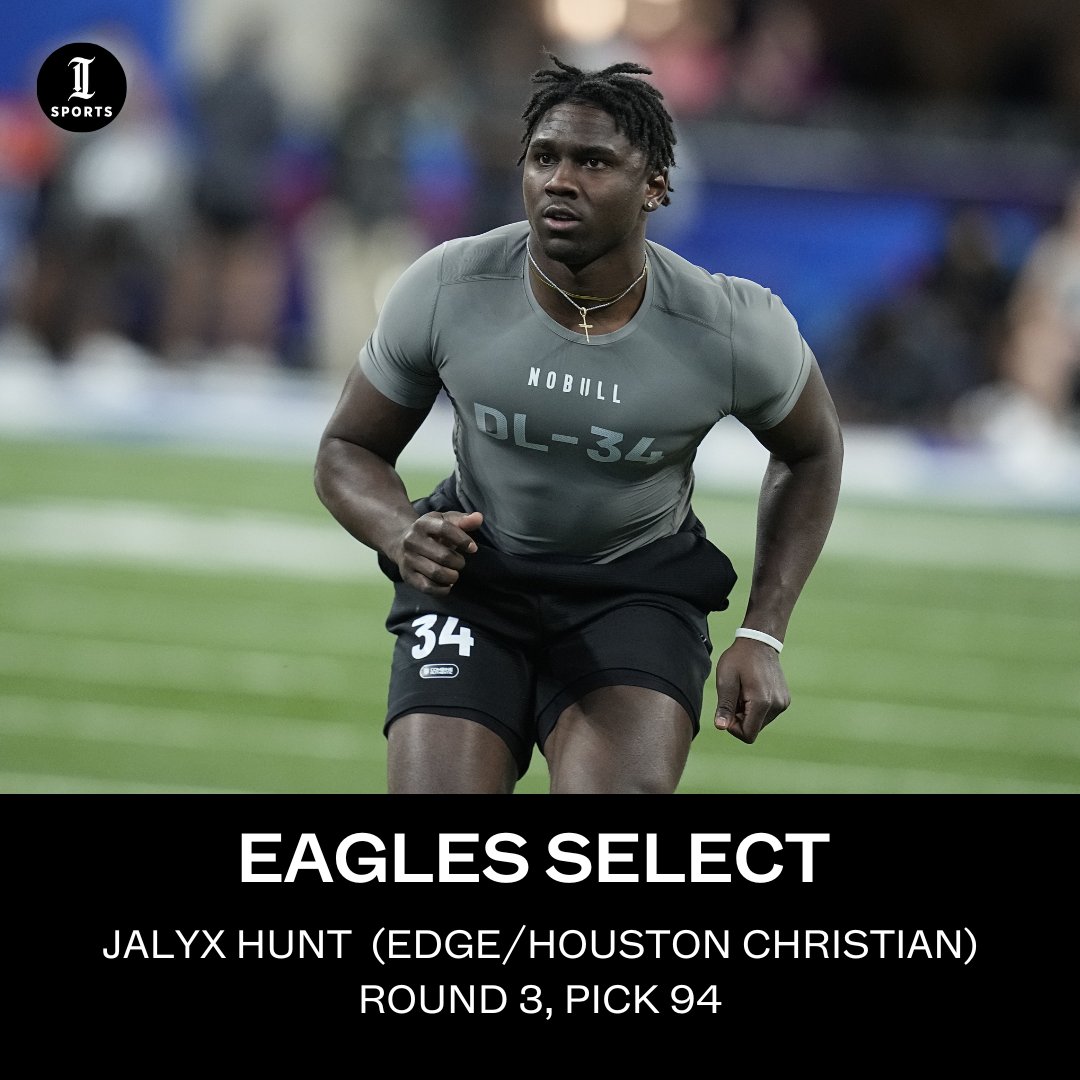 The Eagles selected Jalyx Hunt with the 94th pick after trading back in the third round. Follow our live coverage now. inquirer.com/eagles/live/nf…