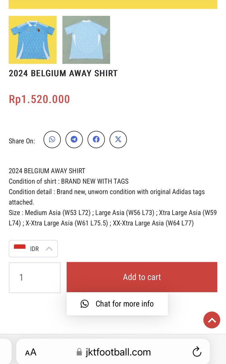 #jersey4sale Belgium Belgia 2024 away Original Jersey asian size BNWT 1.520.000 mohon RT nya kak idola @Jerseyforum