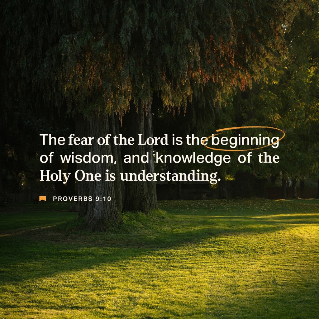 “The fear of the Lord is the beginning of wisdom, and knowledge of the Holy One is understanding.” Proverbs 9:10