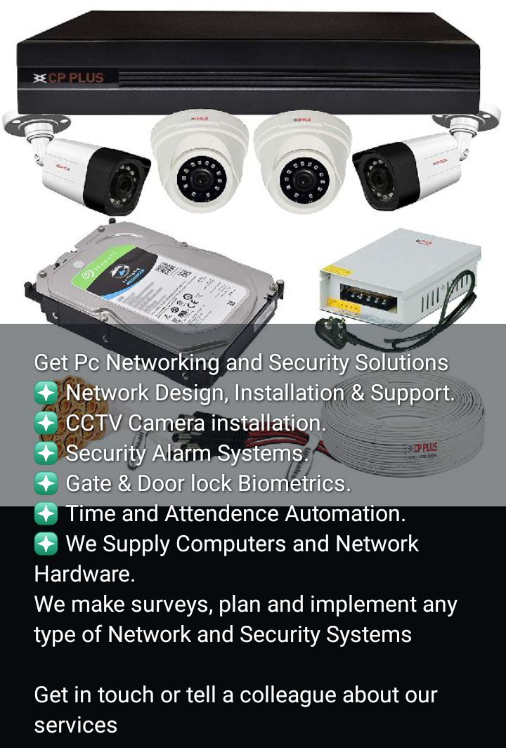 We Sell, Install and Maintain.
✅ CCTV Cameras
✅ Door Lock &amp; Alarms
✅ Biometric attendance
✅ PBA phone Systems.
✅ Pc Networking.
✅ Power Backups.
✅ IT Hardware Supplies.
✅ Data Centers &amp; More

Order now
Call or Whatsapp 0779930639 / 0701748285
megastore.mtlictsolutions.com