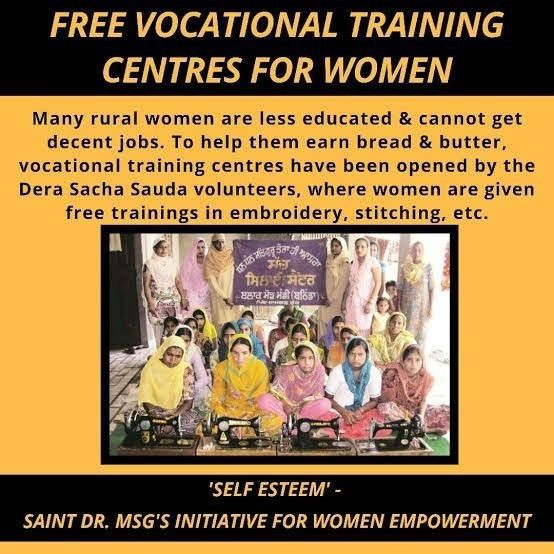 In rural areas,it's not possible for women 2go out of home n work,bt the Self Esteem campaign of Saint Dr MSG makes women self-reliant by giving dm free vocational training.Thousands of women r taking advantage of this n r providing financial benefits2their families
#WomenPower