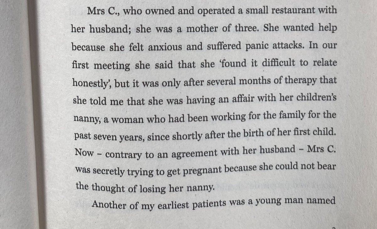 Reading a book by a psychoanalyst and if someone can adapt this patient profile for the big screen I’d be very grateful thank you