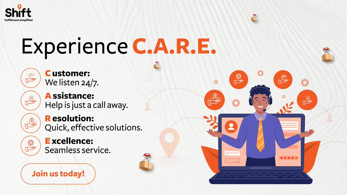 Shipping is simplified with Shift's C.A.R.E. approach! 🌟 24/7 Customer support, instant Assistance, swift Resolution, and top-tier Excellence. Get on board for a flawless delivery experience. 🚚💼 #CustomerCare #Efficiency #JoinShift #India #ecommerce #shipping #delivery #shift