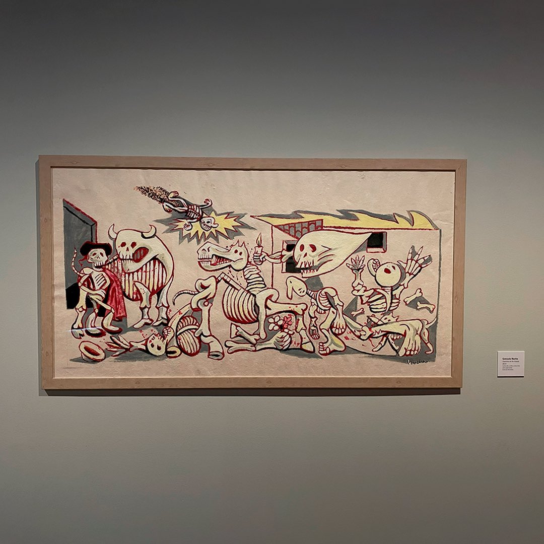 El caricaturista y monero Gonzalo Rocha parafrasea el #Guernica de #Picasso en su obra “Guernica en los huesos”. Conoce esta obra recorriendo la exposición “Parafraseando a #Picasso”, un homenaje al legado del pintor español, en #SanIldefonsoMx