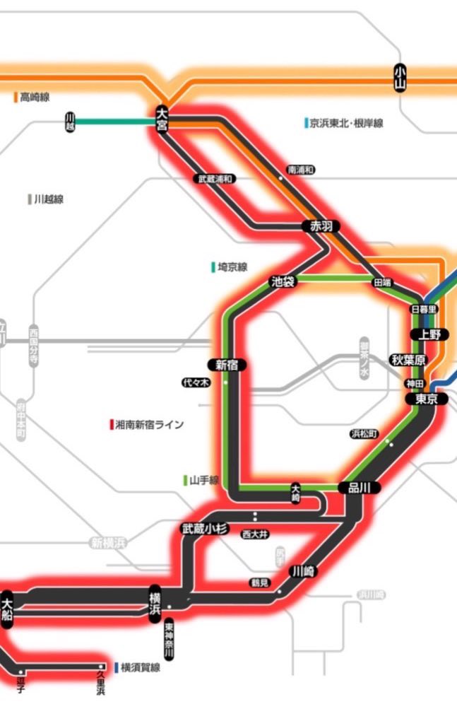 人身事故の影響で埼京線、湘南新宿ライン、京浜東北線が終了。東京に封印されています。
