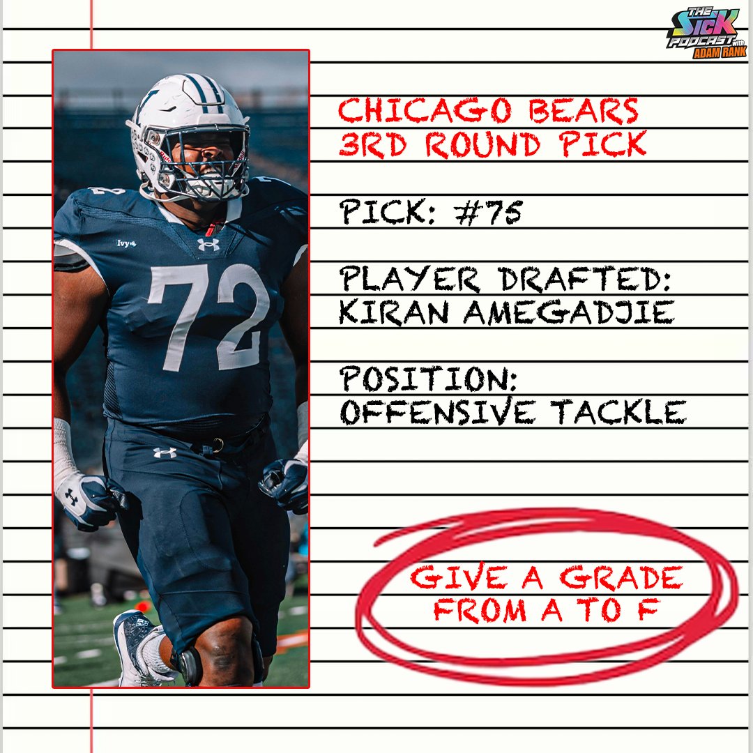 Bears Draft Report Card: 3rd Round Pick How would you grade the #Bears selecting Kiran Amegadjie from A-F? #thesickpodcast