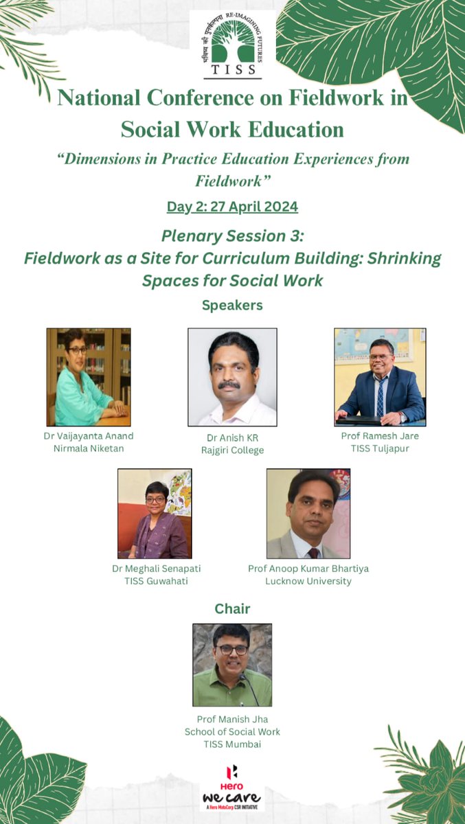 Today at @TISSMumbai for National Conference on Fieldwork in Social Work Education. Look forward for enrichment of knowledge among the constellation of some eminent dignitaries of Social Work.