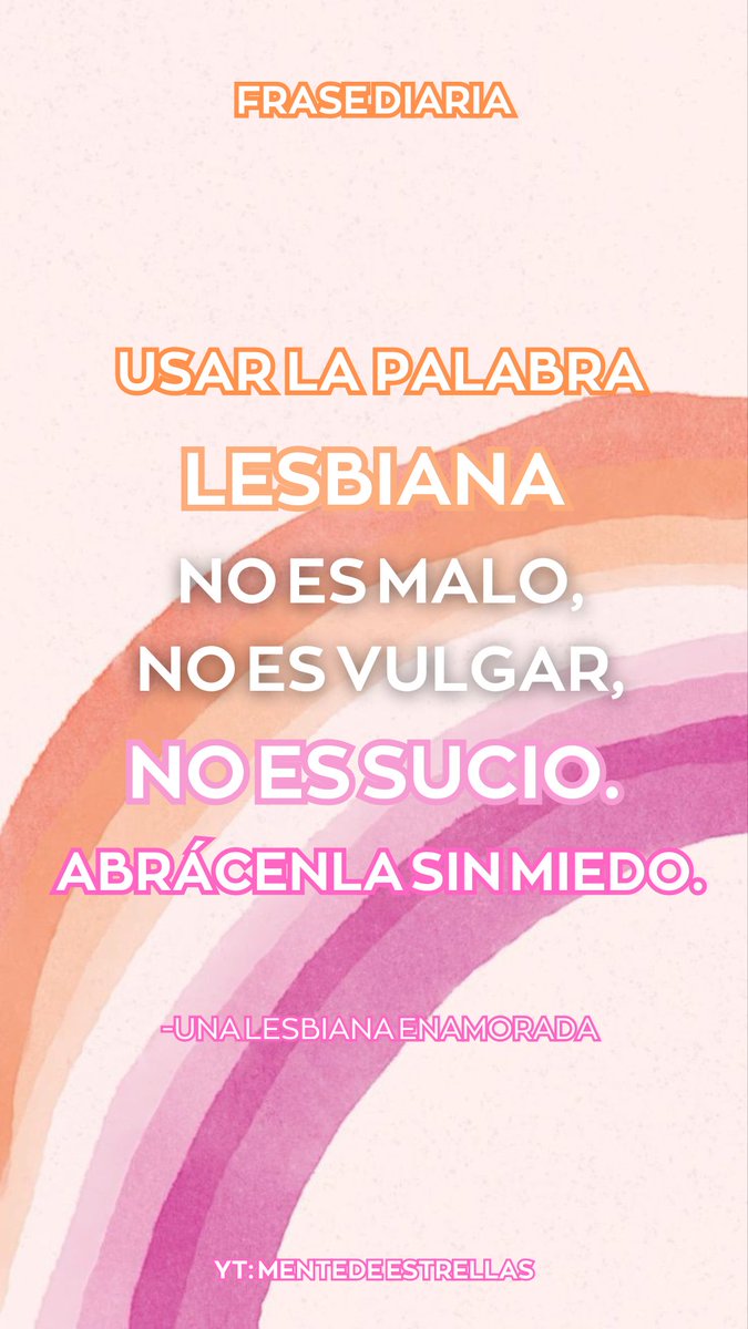 ❤️🧡🤍🩷 FRASE DIARIA🩷🤍🧡❤️

'Usar la palabra ✨LESBIANA✨ no es malo, no es vulgar, no es sucio.'

-Una lesbiana enamorada.
.
#frases #frasedeldia #lgbtqpride #lgbtqlove #lesbianvisabilityweek #lesbian #lgbt