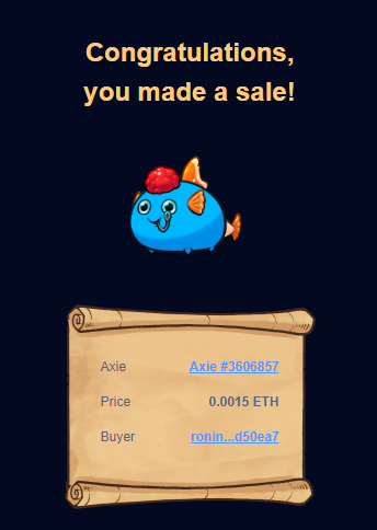 gunlockeaxie's tweet photo. I woke up to a nightmare...

Received a notification on my gmail, saying I sold 2 Axies. Excitedly opened it and was shocked at the price it sold for. 0.0015 WETH for a level 23 Axie!

At that point I knew this day is going to be extremely painful... https://t.co/cmA7DWk1tD