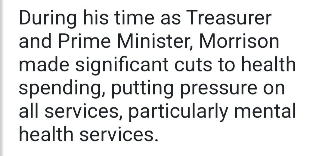 Friendly reminder, #Morrison lies more than he truths. While he was reportedly suffering mental health issues and seeking help, he was busy cutting same services for many Australians