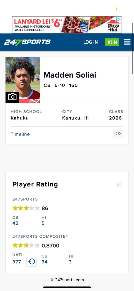 Blessed to be ranked a 3 ⭐️ by @247Sports‼️Still gotta lot to work on! @BrandonHuffman @Solmatix7