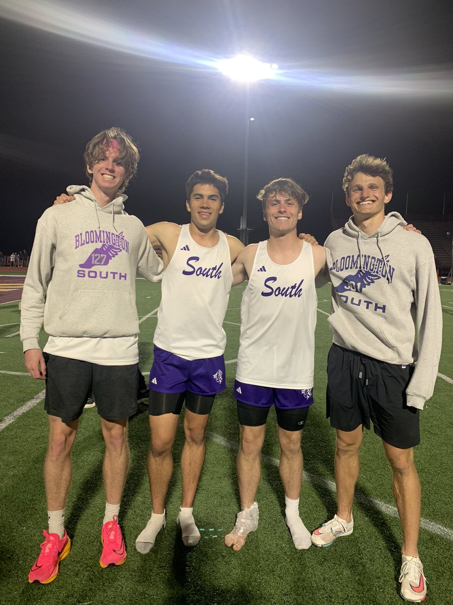 The Panther 4x400 relay team are Conference Indiana Champions!
3:23!!  John Sobiech, Teagen Bullock, Julian Dusleag, and Josh Tait!!