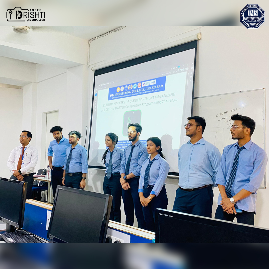 The Runtime Hackers Club of the CSE Department at IMS Engineering College organized a coding competition 'Algorithm Master A Competitive Programming Challenge' on April 23rd, 2024. This event aimed to assess the programming skills of participants through a Hackerrank coding test.