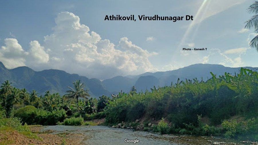 Athikovil in Virudhunagar dt is known for its pristine Chittar stream that is part of Watrap valley, upper basin of Arjuna river. Arjuna joins Vaippar at Irukkangudi dam. Chittar is a unpolluted clear stream with the scenic view of the northern slope of Senpagathoppu hills 1/2