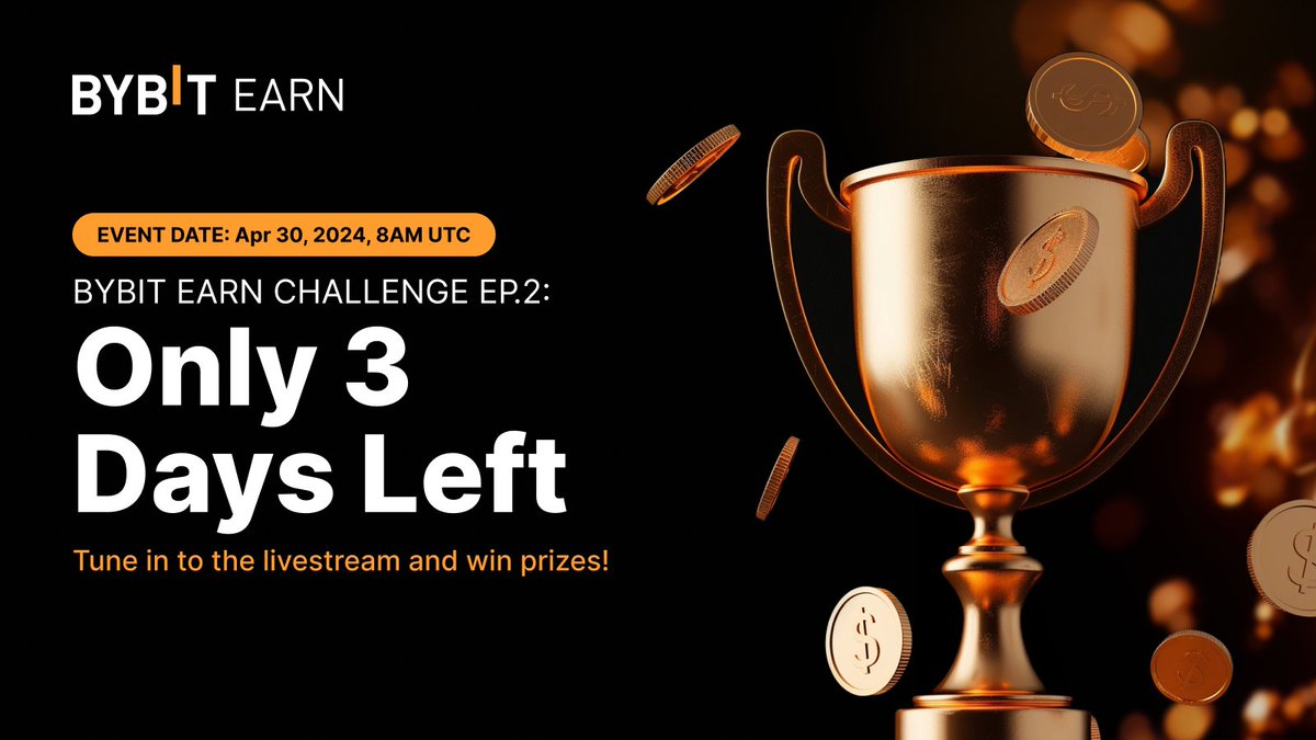 ⏰ Just 3 days left until Bybit Earn Challenge Episode 2! 🤔 How do you think our ByBuddy's $10,000 investment has progressed after a week of utilizing Earn products? 📺 Stay tuned for the livestream right here: i.bybit.com/feabcjo
