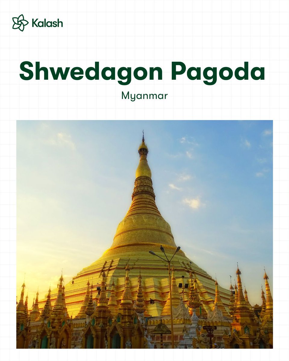 Myanmar's Shwedagon Pagoda, the country's most sacred site, towers over Yangon with its awe-inspiring golden stupa.