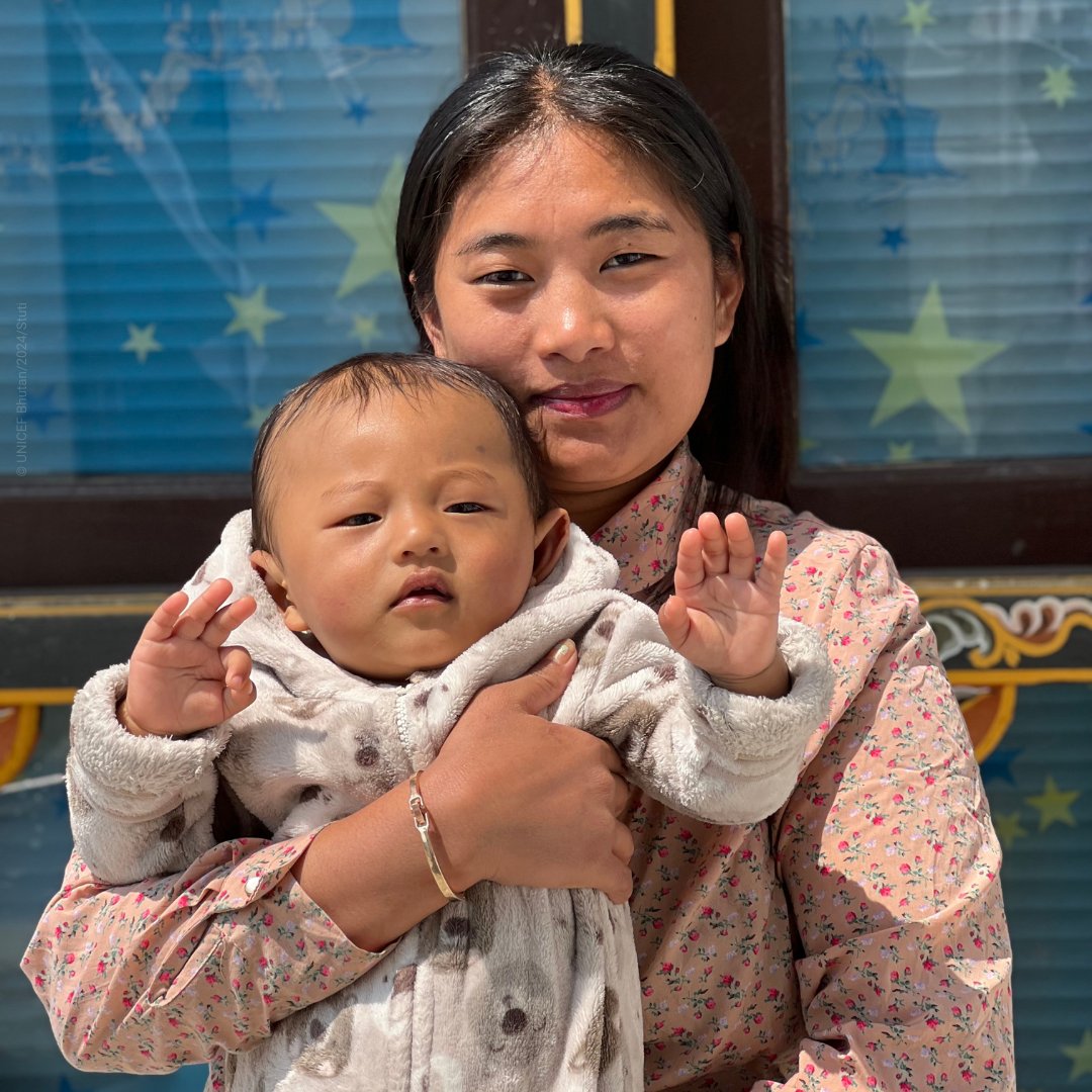UNICEFAPRO's tweet photo. 9-month-old Sonam is amongst the 99.6% children that Bhutan vaccinated last year.

The country is proof that it is #HumanlyPossible to reach every child with life-saving vaccines. https://t.co/15JmU2UkDo