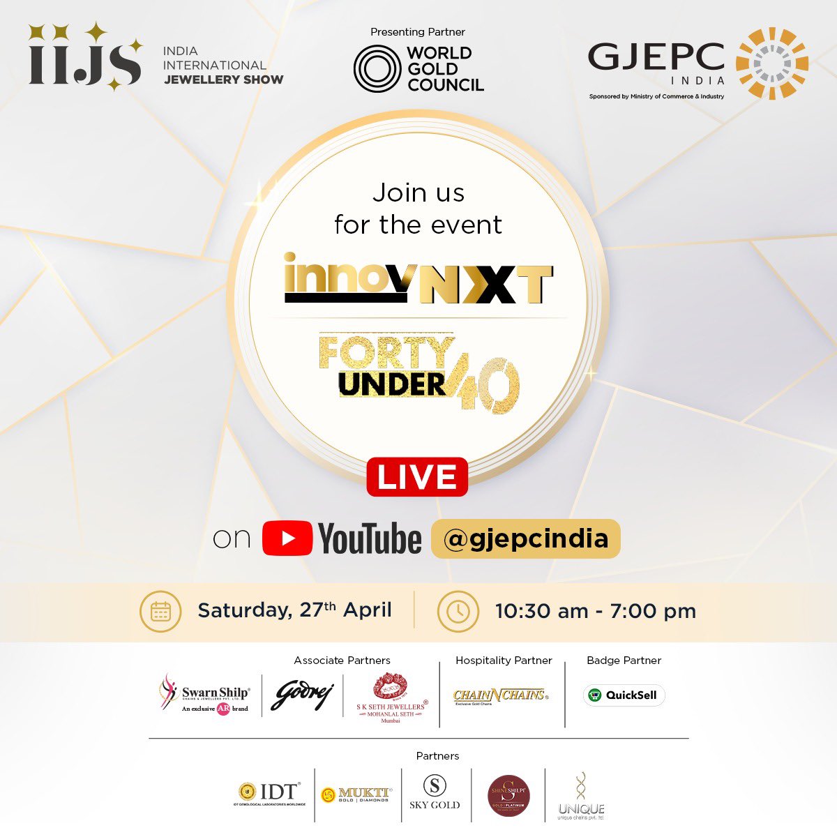 Watch the LIVE streaming of the invigorating day-long sessions today on our Youtube Channel @gjepcIndia from 10.30 am onwards. Click on the link below youtube.com/live/-y9wnGfzz…