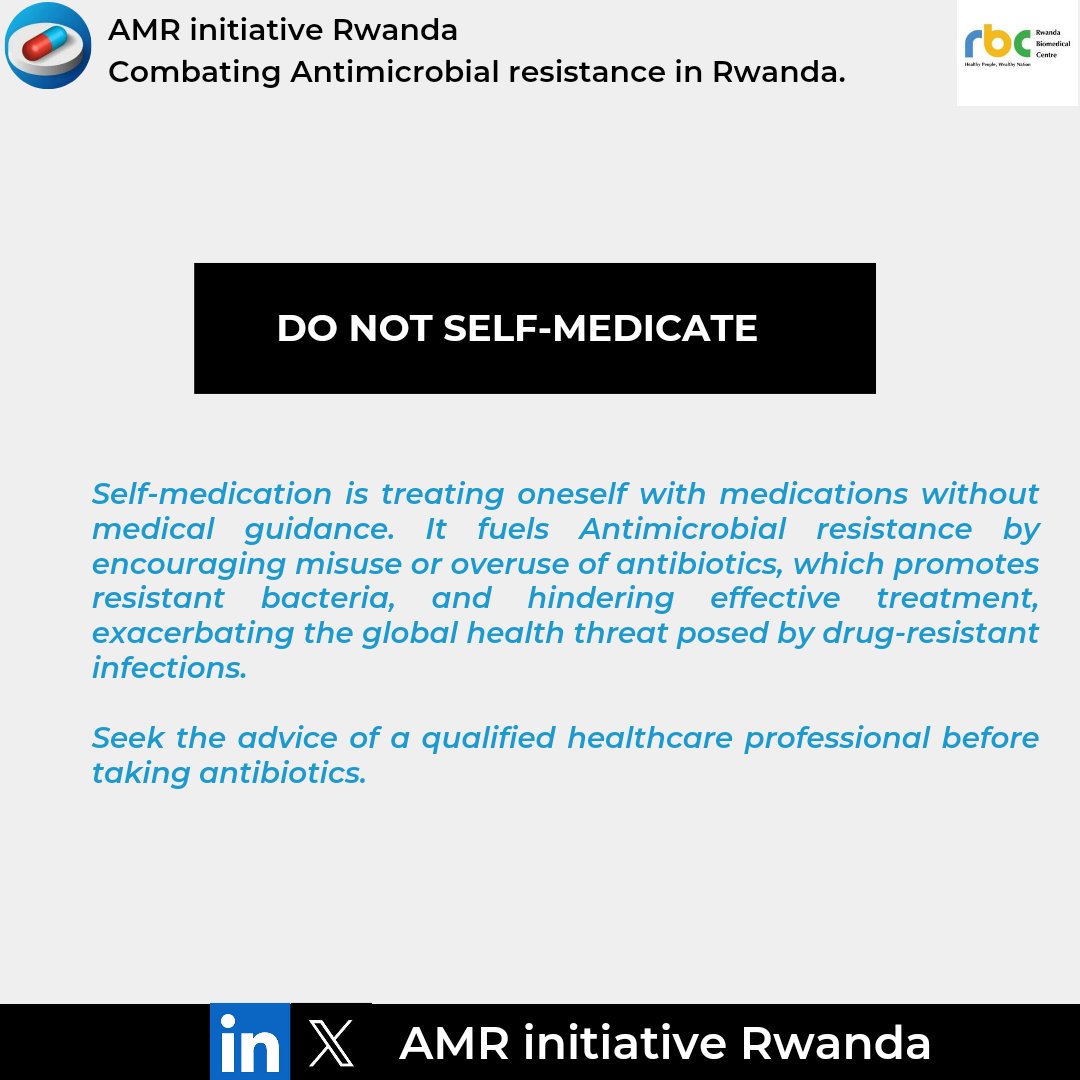 #Self-medication increases  #AntimicrobialResistance by misuse or overuse of antibiotics, rendering them less effective against #infections. This practice fuels the development of #resistant bacteria, endangering public health and limiting treatment options for future infections.