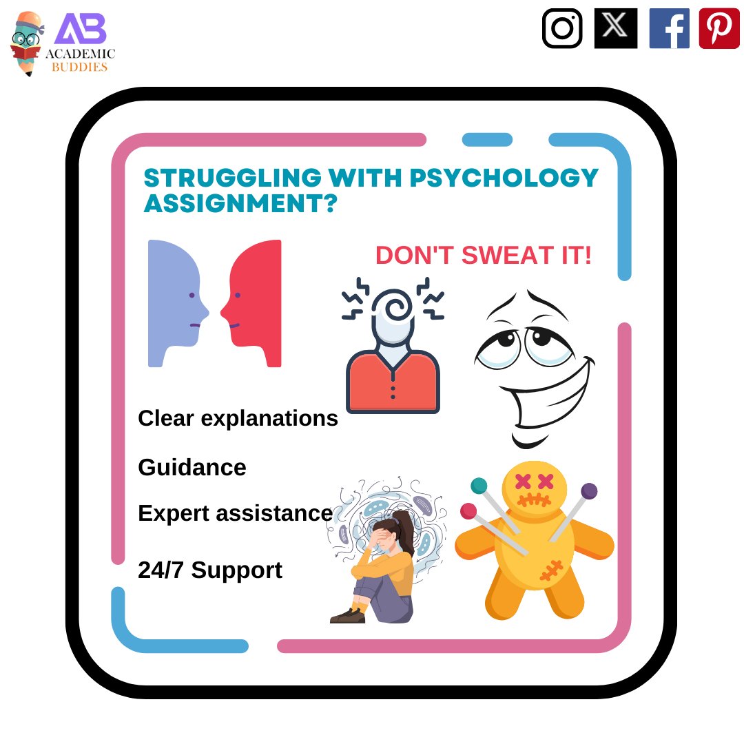 Need a hand with your psychology assignments? Our expert team is here to help! From understanding concepts to crafting top-notch papers, we've got you covered. Say goodbye to stress and hello to success! DM us for assistance. 📚💡 #PsychologyAssignmentHelp #ExpertAssistance