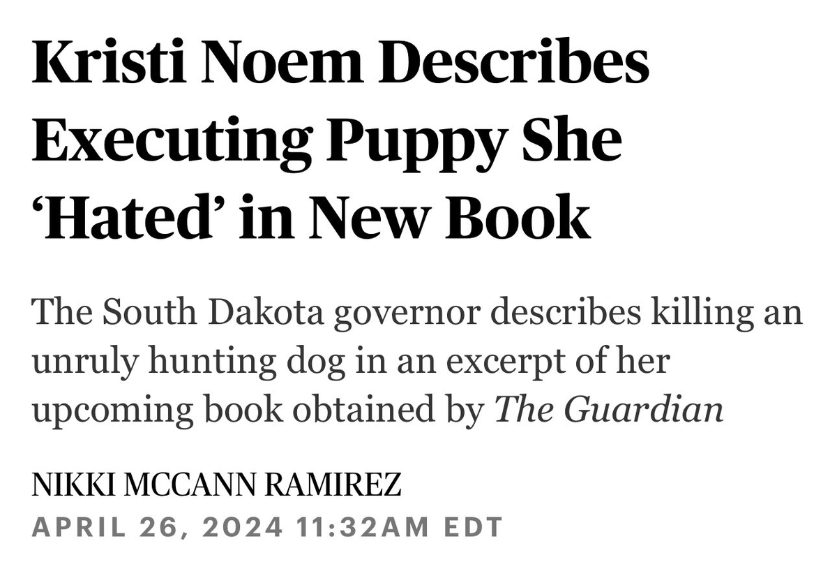 Kristi Noem has a right to defend herself. That dog could have grown up to kill her one day.