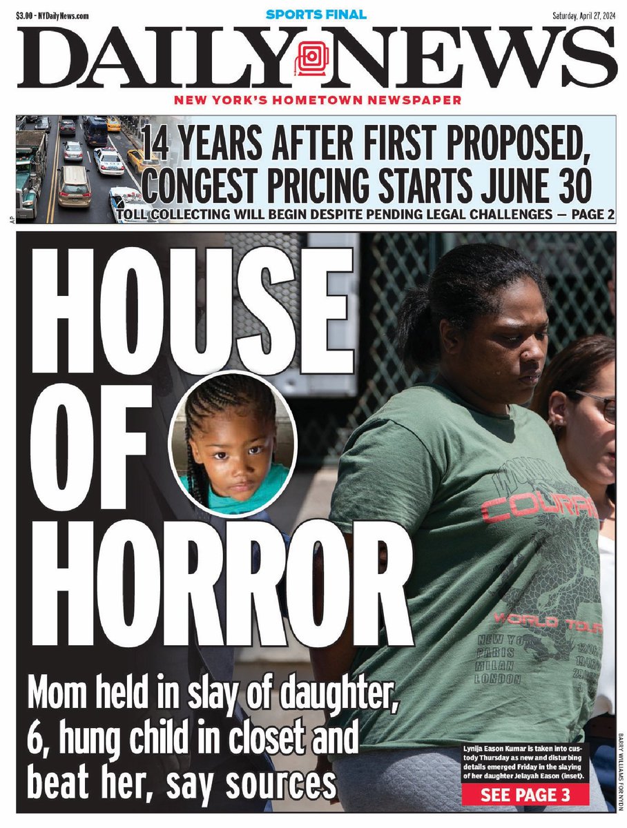 🇺🇸 House Of Horror ▫Mom held in slay of daughter, 6, hung child in closet and beat her, say sources #frontpagestoday #USA @NYDailyNews 🇺🇸