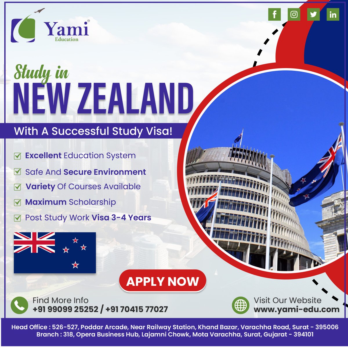 📢 Study in New Zealand with a Successful Study Visa!
☎️ Call us +91 99099 25252 / +91 70415 77027
🌐 Visit Our Website yami-edu.com
#yami #yamiimmigration #studyinnewzealand #nzeducation #explorenzuniversities #internationalstudentnz #educationabroadnz