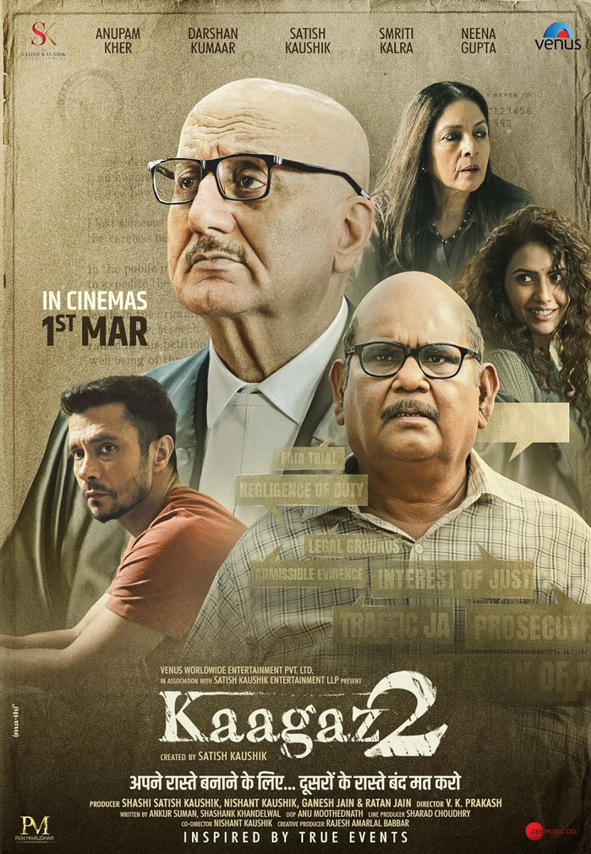 OTT Alert.. Hindi Film #Kaagaz2 (2024) Now Streaming on #PrimeVideo.

Runtime - 1 hr 56 min

Stars - Anupam Kher, Darshan Kumaar, Satish Kaushik

Watch Now - primevideo.com/detail/0MJKIRF…