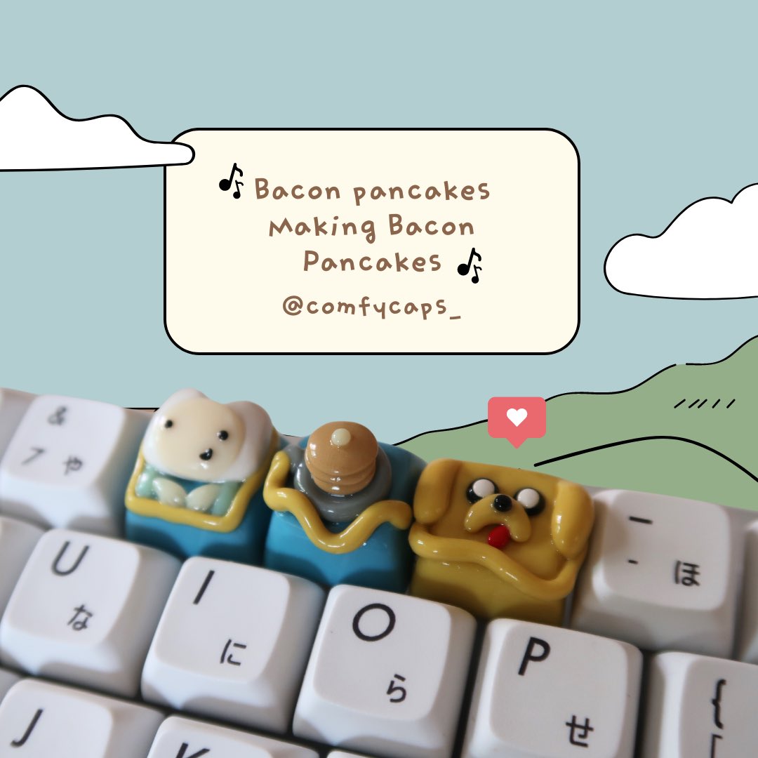 #baconpancakes All keycaps are $15! (Including customs) DM to order 🩵⭐️🩵⭐️🩵⭐️ #keycaps #artisankeycaps #polymerclay #clayartist #clayart #keyboard