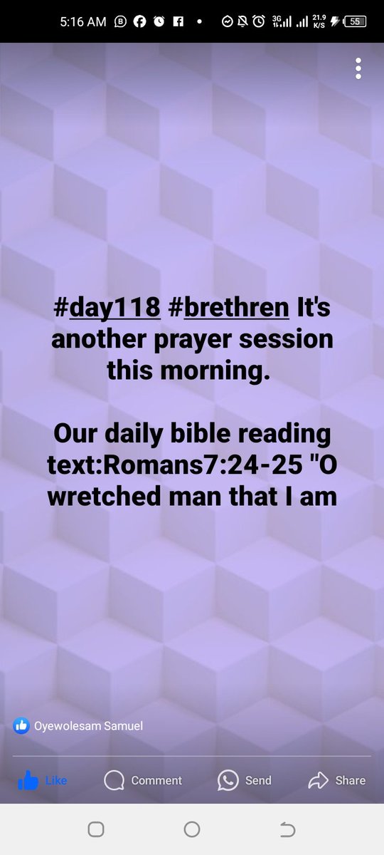 FRIEND NOT THE WORLD 2

#day118 #newday #saturdaymorning #Romans7 #versesoftheday #flesh #lustforlife #desire #eyes #heart #crucify #newman #sin #fbreels #LikeAndShare #trendingnow #7amFirePrayers #RCCG #oyewolesam28 #samueloyewole #samueloyewoleglobal #MFMWorldWide #MFM