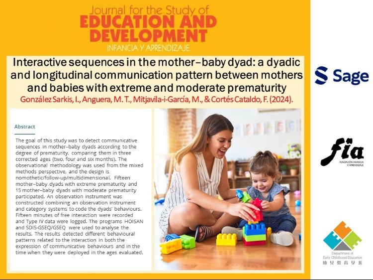 'Interactive sequences in the mother–baby dyad: a dyadic and longitudinal communication pattern between mothers and babies with extreme and moderate prematurity' 
journals.sagepub.com/doi/abs/10.117…

By Ivette González Sarkis et al. 

#education #development #research #communicativesequence