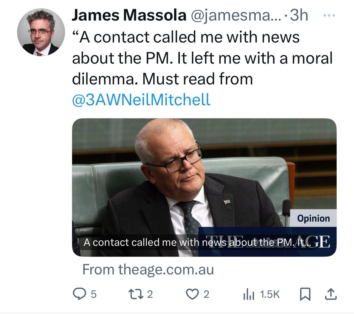 I see James Massola is pulling out all the stops in an attempt to remediate the reputation of Morrison. No part of his limited journalistic credibility is left unscathed - I guess it’s payback for his time as Morrison’s “exclusive” stenographer #auspol #ThisIsNotJournalism