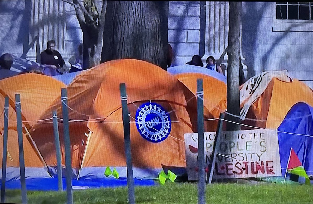 UAW sign on protestor tent? Pro-Hamas protestors don’t care that there are U.S. hostages in Gaza and have never even mentioned them so it seems they are “Death to Israel Death to America types living amongst us. 😳