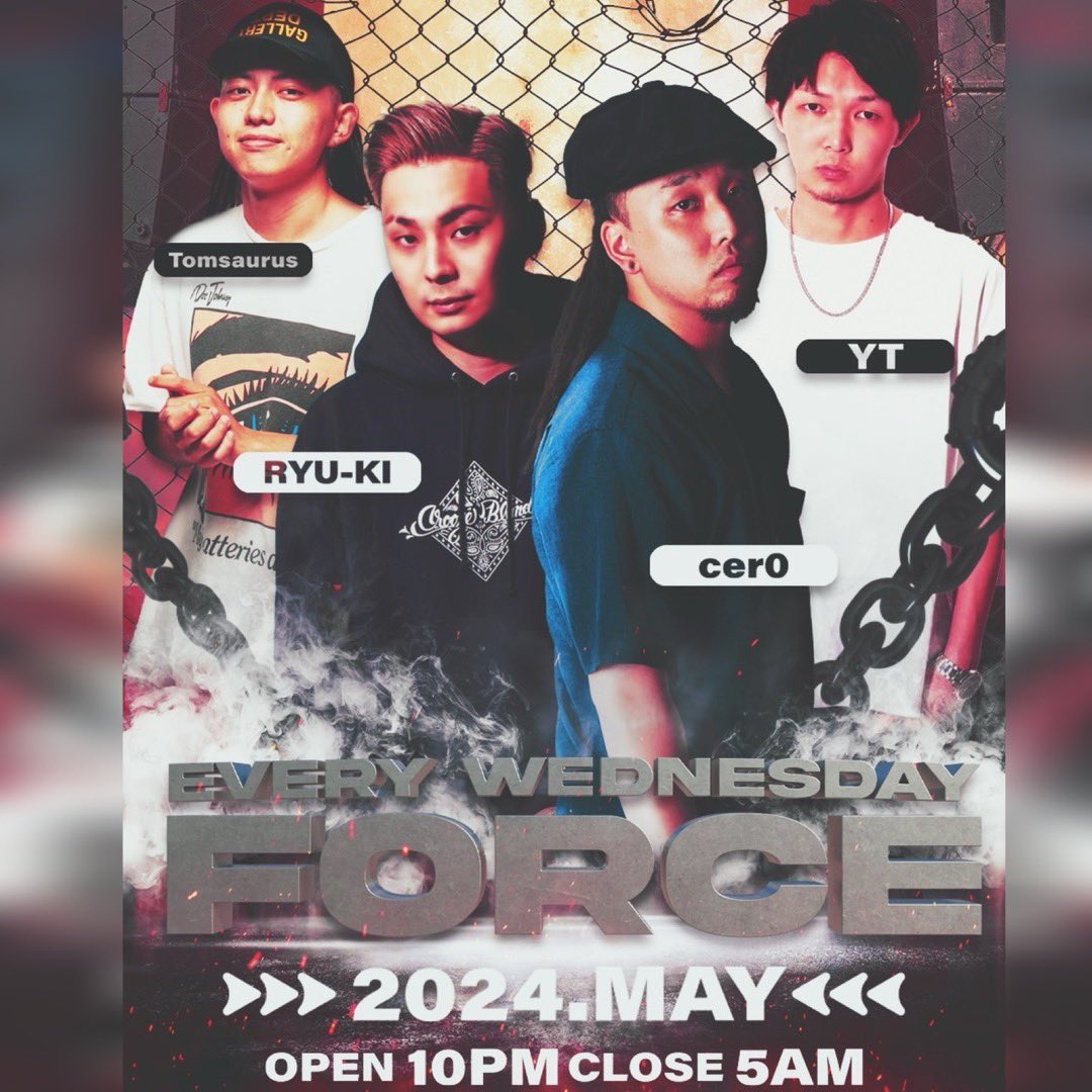 🗓️2024/05/01(Wed)
⚜️FORCE 
🕋PURE OSAKA
🕚22:00〜5:00 
🔊HipHop, Reggaeton
🖥️ club-pure.com
📩@pure_osaka 
#FORCE #PUREosaka #EveryWednesday #毎週水曜日開催 #大阪 #東心斎橋 #ミナミ #宗右衛門町 #soundmate