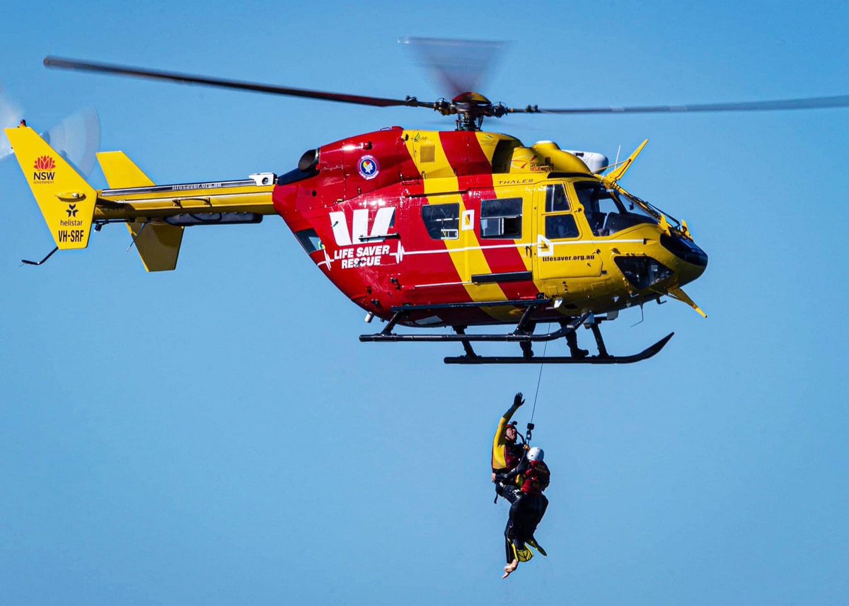 #RESCUE crew from #Sydney tasked to sinking boat 20nm off #Coalcliff along with @nswpolice POLAIR. 2 persons winched to safety, with 3rd picked up by boat. More to come. #lifesaverhelo