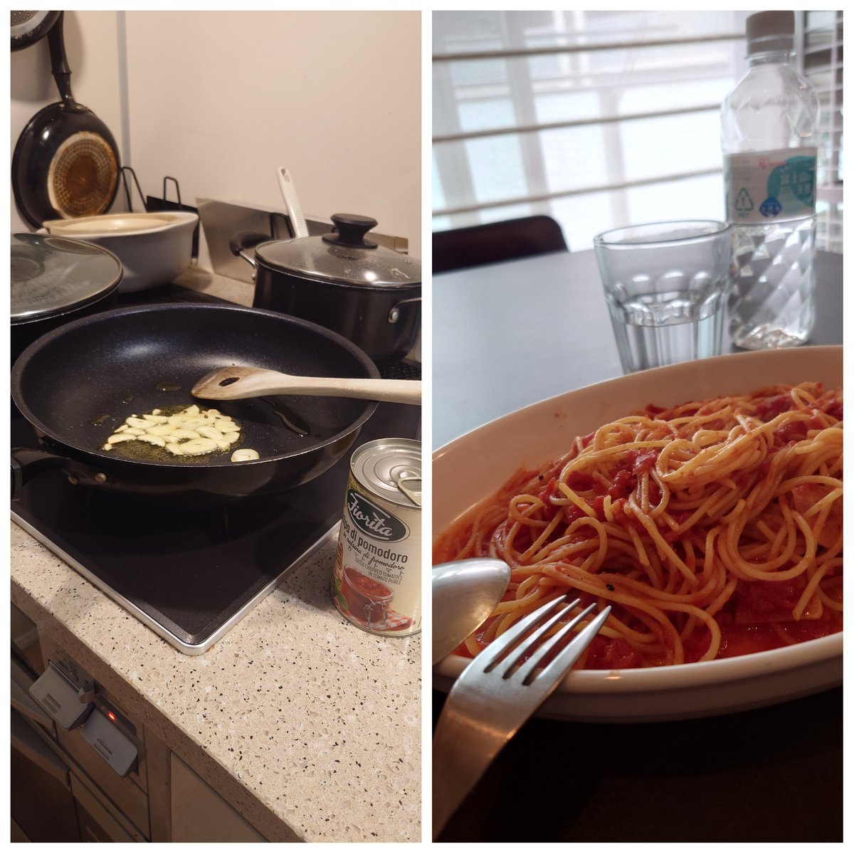 連休きたー！
ニンニクたっぷりトマトパスタ🍝
うまー✨クックパッド最高