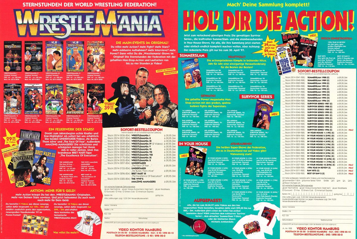 Great WWF Action on video cassette. German Video Advert from 1997. 🇩🇪📼 #WWF #WWE #Wrestling #WWERaw #WrestleMania #SummerSlam #SurvivorSeries #InYourHouse