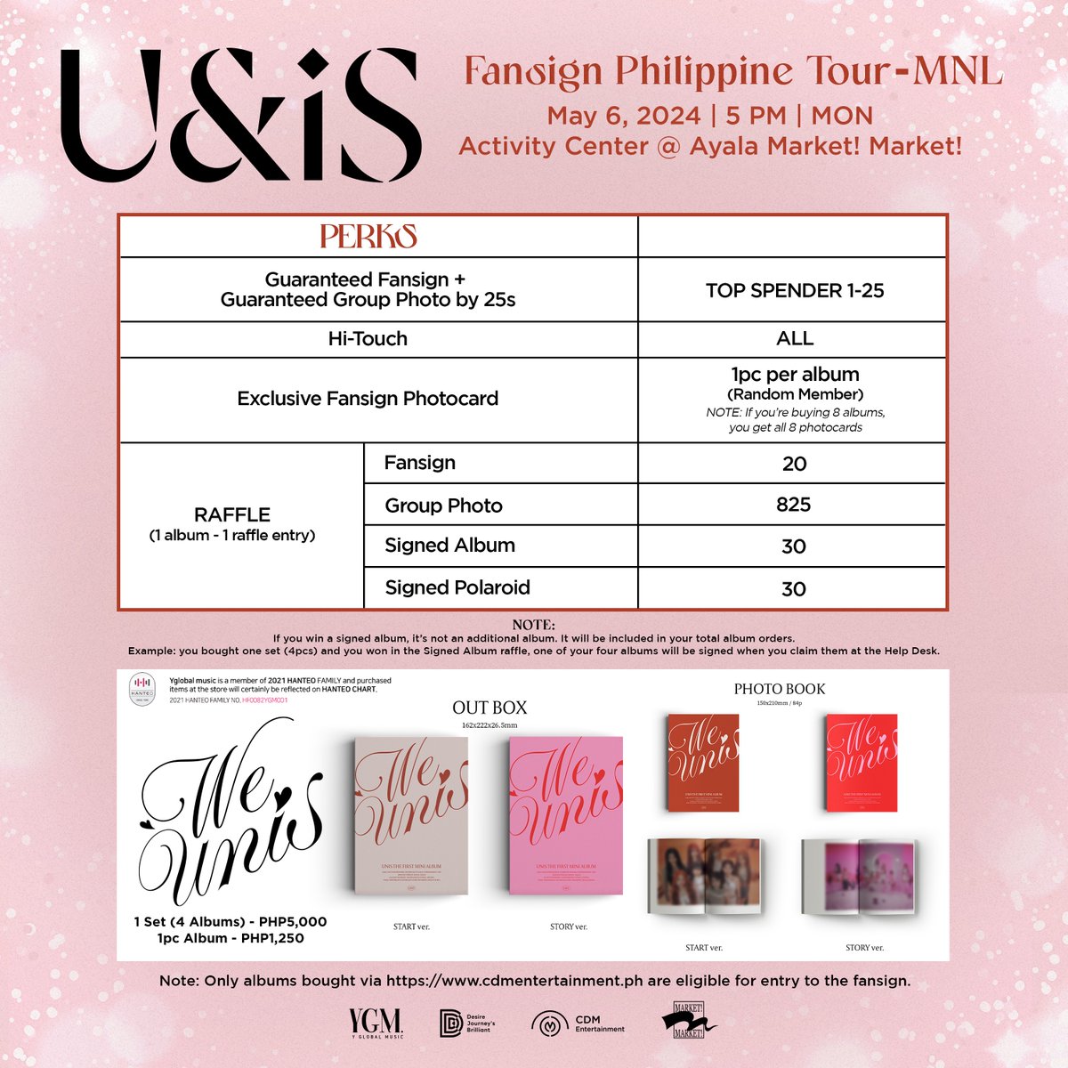 MANILA! Mechanics for Day 2 of UNIS’ Fansign Event is here! Same as other cities — Buy one set of UNIS’ “WE UNIS” album via cdmentertainment.ph. One set of album costs PHP5,000 and includes: 🧡 One ticket for the fansign event 🧡 1 exclusive fansign photocard per album 🧡