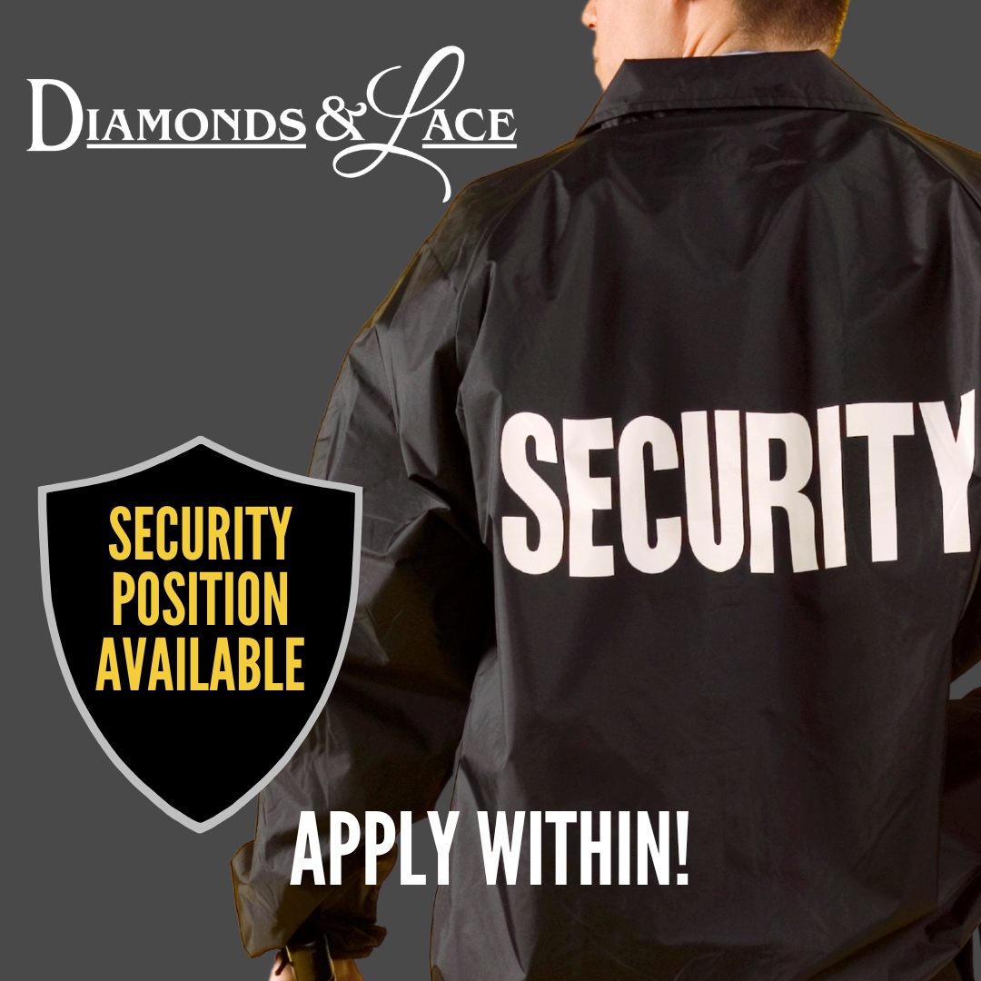 Experienced Security Wanted!
Apply Within!

.
.
#NowHiring #EmploymentOpportunity #Host #FloorHost #DoorHost #VIPhost #ChattanoogaBars #ChattanoogaNightlife #DiamondsAndLace