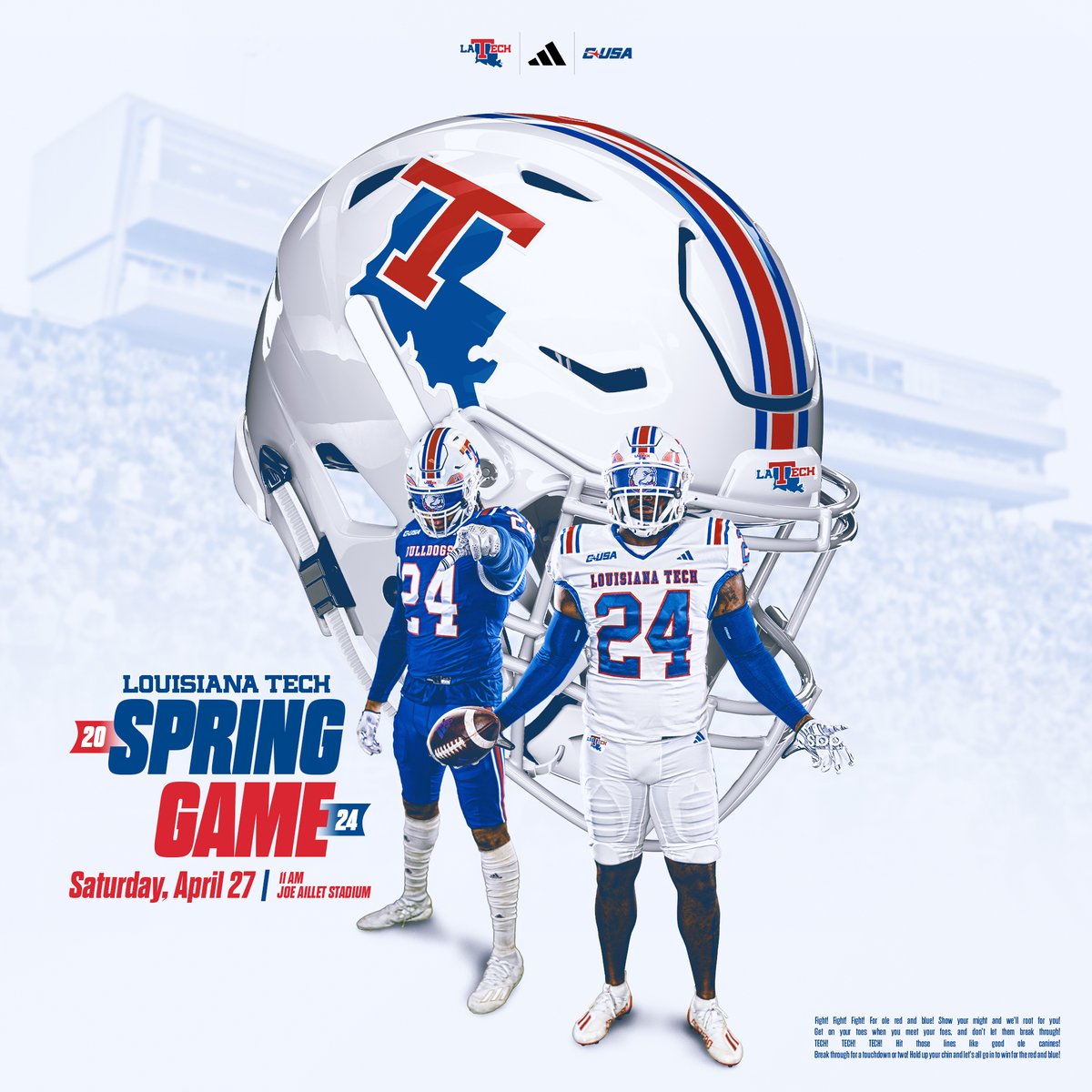 Today's the day! 🏈 Spring Game ⏰ 11 a.m. 📍 Joe Aillet Stadium