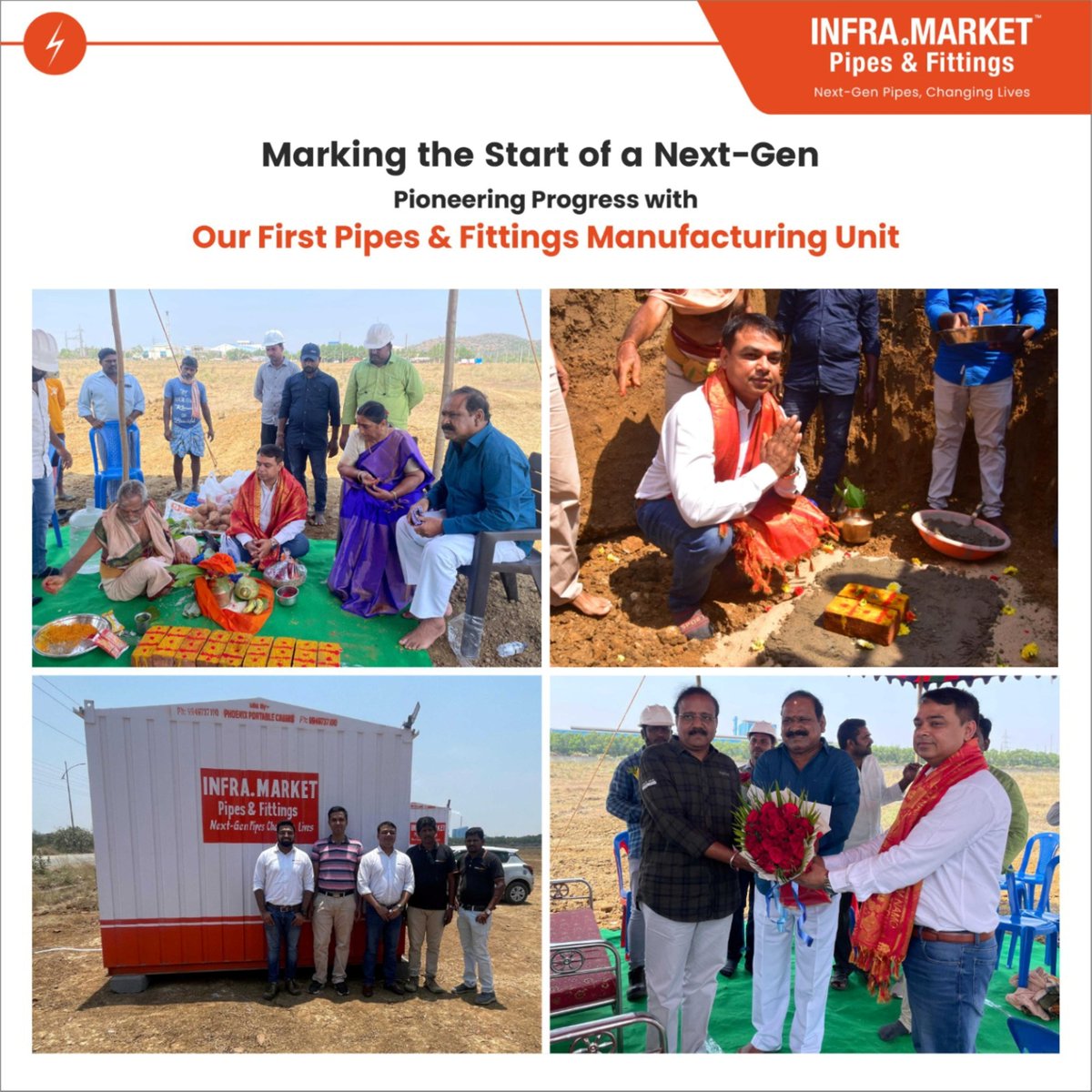 Here's a sneak peek of the ceremony for #InfraMarketPipesandFittings Andhra Pradesh manufacturing unit, marking a significant step, enabling to deliver superior products & service. 
#InfraMarket #BuildingRevolutions #NextGenPipes #SustainableSolutions #Innovation #QualityService