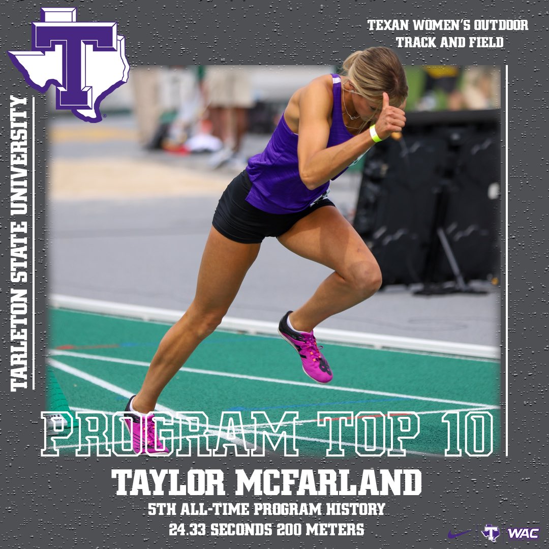 McFarland rounds out Day 1 with the fifth best time in Texan program history running the 200 in 24.33 seconds. The meet continues tomorrow morning with three field events and distance events.