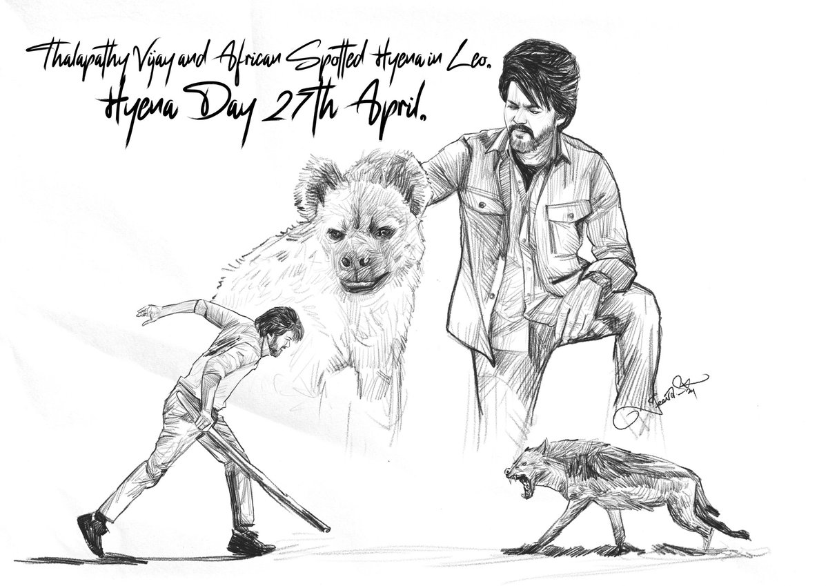 Thalapathy VIJAY and African Spotted Hyena in Leo. Hyena Day 27th April
#hyenaday #Leo #lokeshkanagaraj 

@actorvijay @Dir_Lokesh @7screenstudio @SSMusicTweet