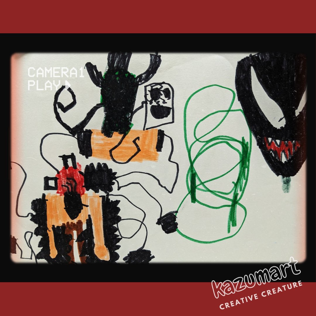 #KazumArt_CreativeCreature #drawing #illustration #artwok #kidsart #creature #venom #Marvel We are Venom.