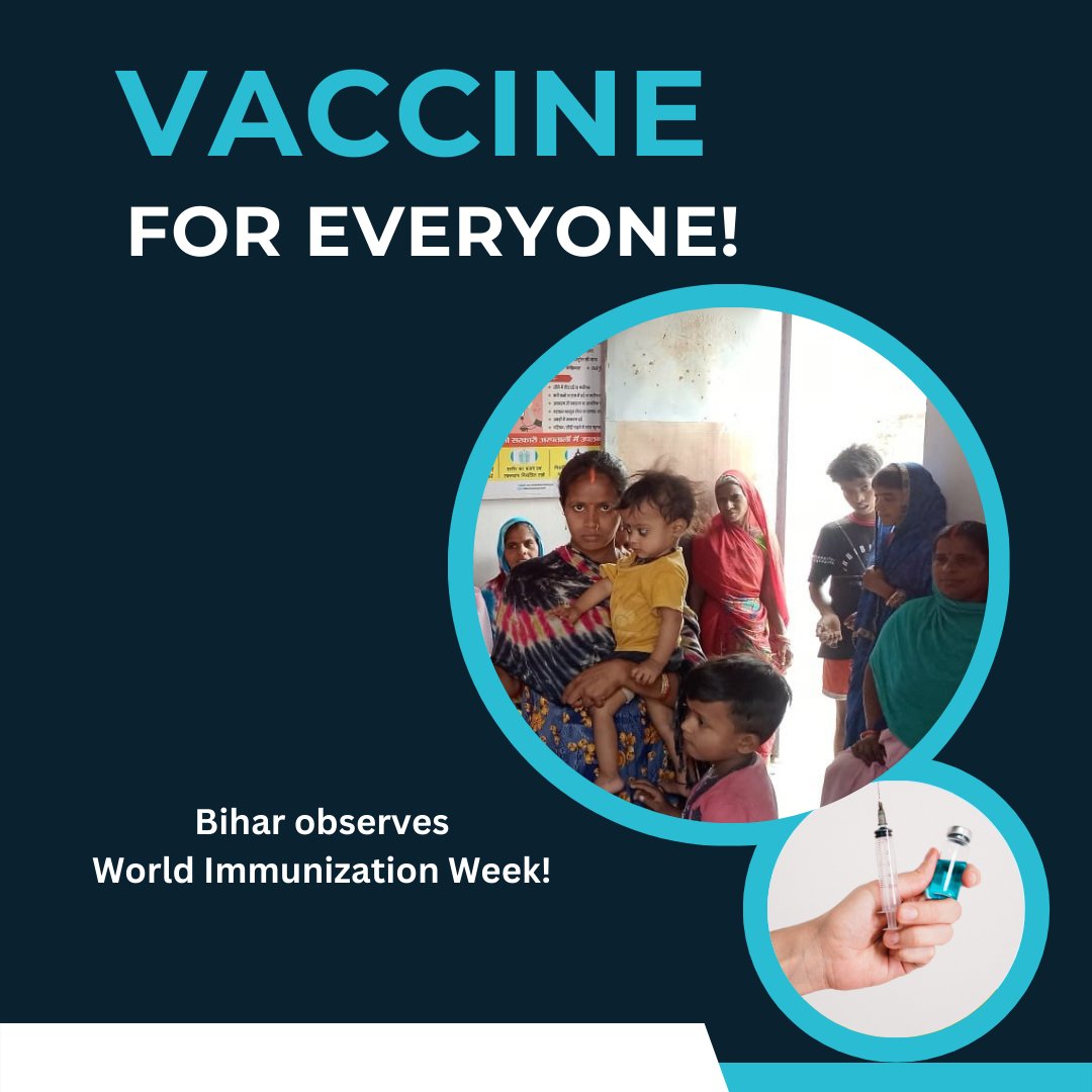 Let's make Bihar healthier, one shot at a time! 💪 This Immunization Week, let's prioritize our health and the health of our loved ones by getting vaccinated. @A_ArogyaMandir @MoHFW_INDIA @BiharHealthDept @SHSBihar @AjayShahiDr @BMGFIndia @DrAkashMalik @DevenKhandait
